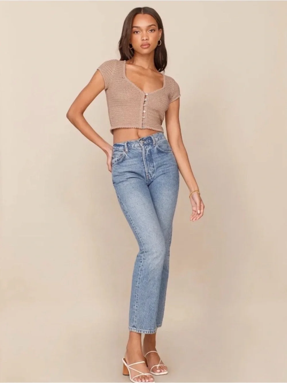 Reformation Catarina open knit top
